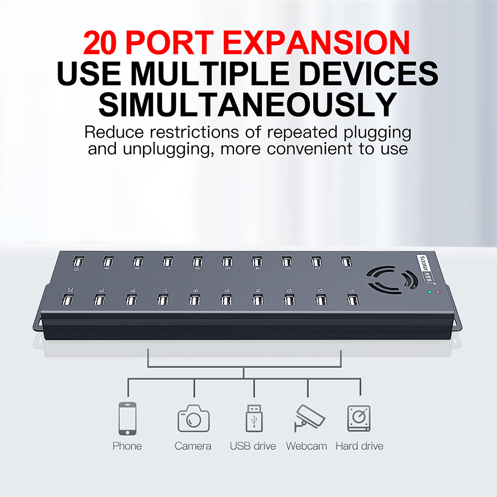 120W 20 Port USB Hub Industria - Usb Hub 评论和价格