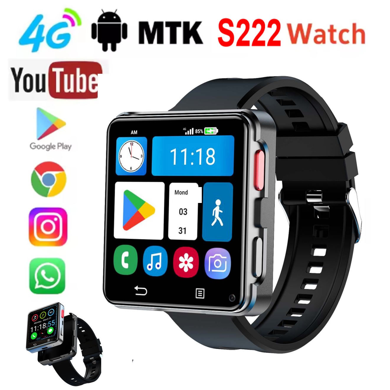 S222 Smart Watch 4G SI-M Card  - Smart Watch 评论和价格